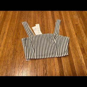 Zara blue/white vertical stripe crop top